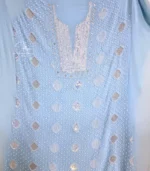 Powder Blue Chikankari Kurta Dupatta - Image 3
