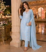 Powder Blue Chikankari Kurta Dupatta