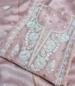 Dusty Pink Banarasi Chikankari Suit - Image 4