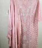 Dusty Pink Banarasi Chikankari Suit - Image 2