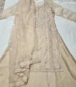Organza Layered Chikankari Gown Set - Image 8
