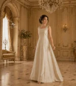 Organza Layered Chikankari Gown Set - Image 11