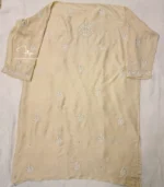 Unstitched Beige Lucknowi Chikankari Kurta Dupatta Set - Image 4