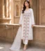 Hand embroidered Lucknowi Chikankari organza kurta with dupatta featuring floral jaal, handcrafted jaali work, zari, sequins and mirror detailing