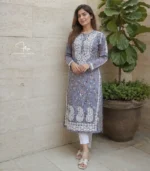 Mist Grey Chikankari Kurta