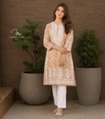 Peach Bloom Chikankari Kurti