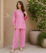 Rosé Chanderi Chikankari Co-ord Set
