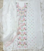 Unstitched Pastel Lucknowi Organza Suit - Image 6