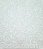 White georgette Lucknowi Chikankari dupatta with all-over jaal embroidery, floral vine patterns and embroidered borders by Fiza Chikan Dubai