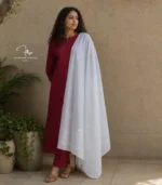 White Cotton Chikankari Dupatta
