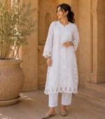 White Lucknowi Chikankari Kurti in Dubai, Abu Dhabi, Sharjah
