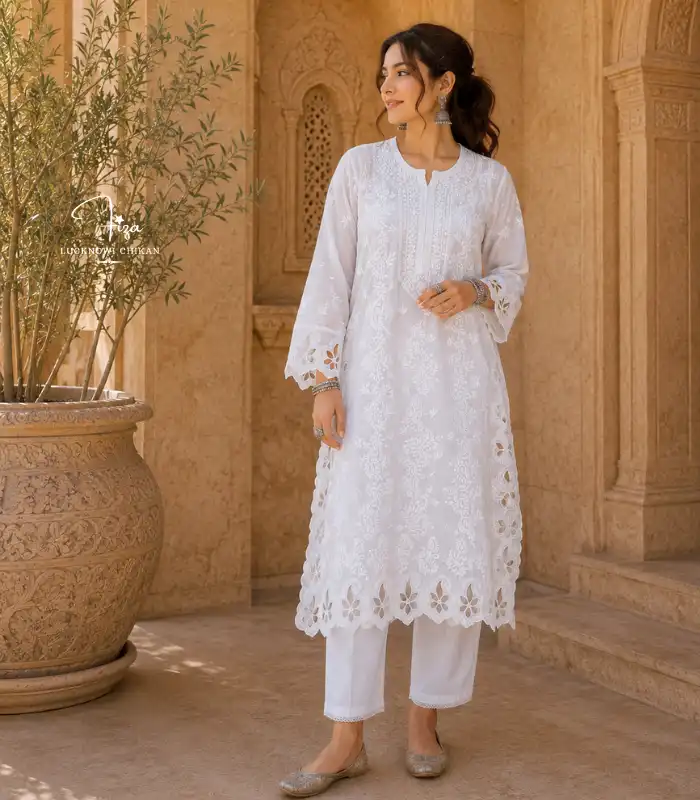 White Lucknowi Chikankari Kurti in Dubai, Abu Dhabi, Sharjah White Lucknowi Chikankari Kurti in Dubai, Abu Dhabi, Sharjah