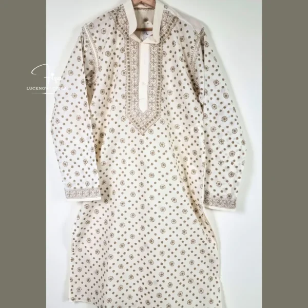 Shop Menswear Lucknowi Chikankari Kurta pajama in Dubai