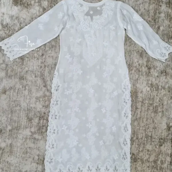 White Lucknowi Chikankari Kurti in Dubai, Abu Dhabi, Sharjah