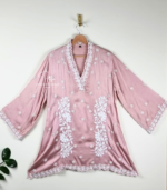 buy Satin shirt for women in Dubai. Lucknowi Chikankari top. Short Kurti in Dubai