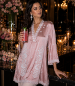 buy Satin shirt for women in Dubai. Lucknowi Chikankari top. Short Kurti in Dubai