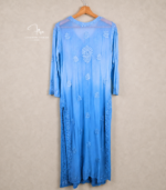 Blue Ombre Lucknowi Chikankari Kurta with Mukaish Work