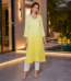 Yellow Ombre Lucknowi Chikankari Kurta with Mukaish Work