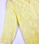Yellow Ombre Lucknowi Chikankari Kurta with Mukaish Work