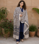 Beige Ajrakh Modal Satin Dupatta