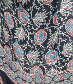 Black Ajrakh Modal Satin Dupatta with Golden Lagdi Patta Border
