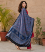 Indigo Blue Ajrakh Modal Satin Dupatta