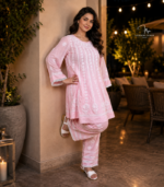 Lucknowi Chikankari co-ord set with flared top and palazzo pants