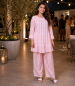 Lucknowi Chikankari co-ord set with flared top and palazzo pants