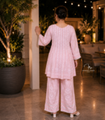 Lucknowi Chikankari co-ord set with flared top and palazzo pants
