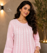Lucknowi Chikankari co-ord set with flared top and palazzo pants
