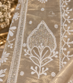 golden Tissue Silk Chikankari suit in Dubai