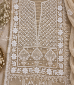golden Tissue Silk Chikankari suit in Dubai
